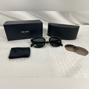 Prada SPR 17Q Tortoiseshell Sunglasses w/ Case & Extra Lenses